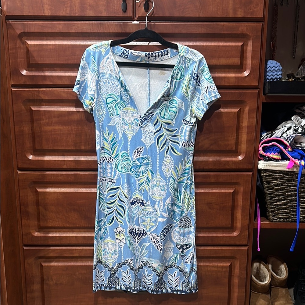 Lilly Pulitzer Blue and Green Patterned Dress